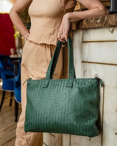 Image of Jild Hobo Style Woven Bag for Women - Soft Handmade Genuine Leather Work Tote Bag - Cross Body Womens Purse