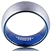 FCL Tungsten Ring Men Blue Plated Wedding Band 8mm Domed 8mm Matte Brushed Surface Size 7-13