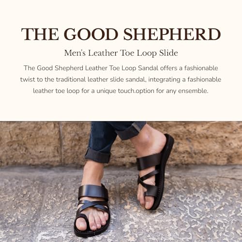 Jerusalem Sandals The Good Shepherd - Leather Toe Loop Slide - Men Sandals2