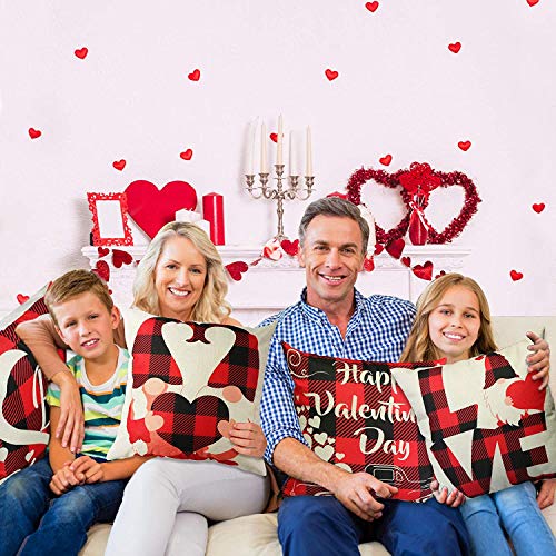 Housse de coussin coton lin 45x45 décoration Valentin cœur rouge - 6
