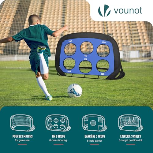 VOUNOT® Set 2 Porterías Fútbol Niños Plegable Mini Portería 120x80x80cm Red de Fútbol Exterior 4 en 1 con Dianas Intercambiables Bolsa de Transporte Equipo Portátil de Entrenamiento para Jardín Parque - imagen 2