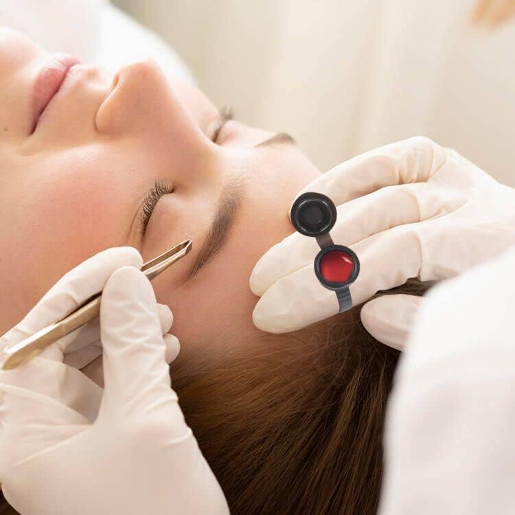 Miniatura 6 de 100 Uds. Rosa Microblading Pigmento Tatuaje Tinta Anillo Tazas con Tapa de Cubierta para Maquillaje Permanente Cejas Pegamento Contenedor