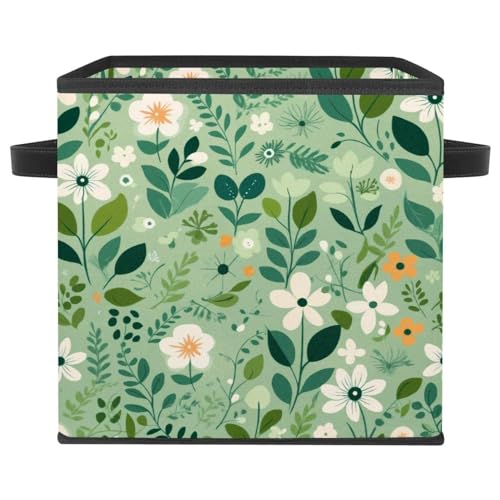 Boîte de rangement pliable motif floral vert pour harmoniser le salon - 2