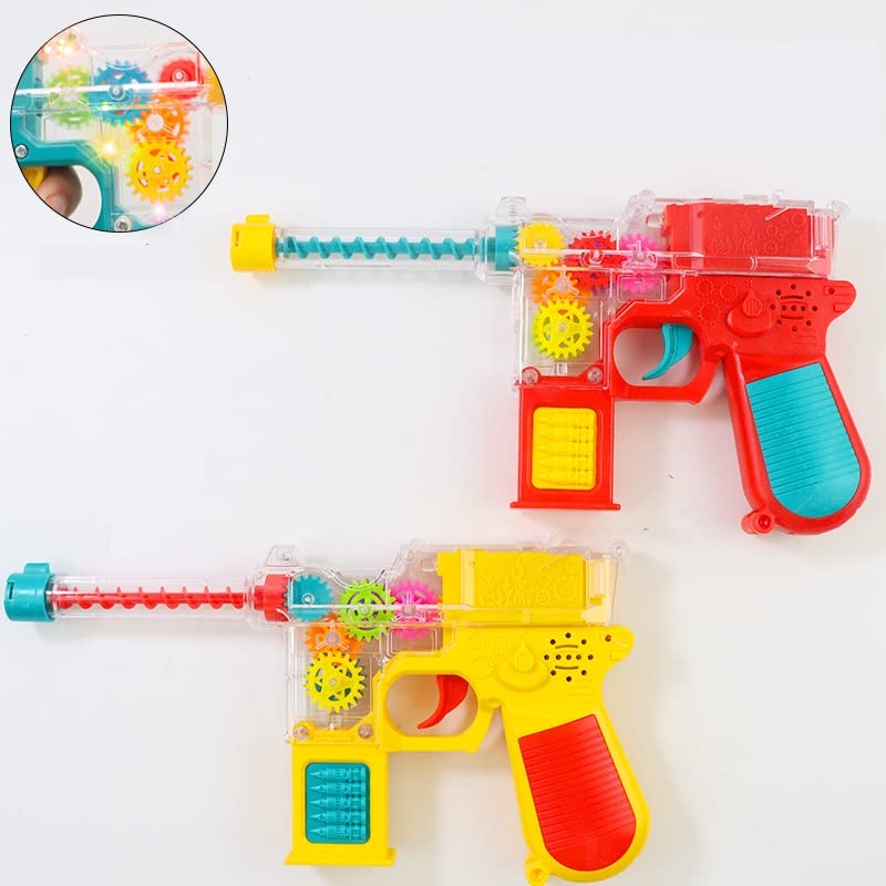 PLUSPOINT Transparent Gun Toy for Kids with 3D Lights Musical with Moving Gears Concept Gun Toys with Colourful Flashing Light Music Toy for Boys Girls Kids Birthday Gift Pack of 1pc (Gear Pistol) 3