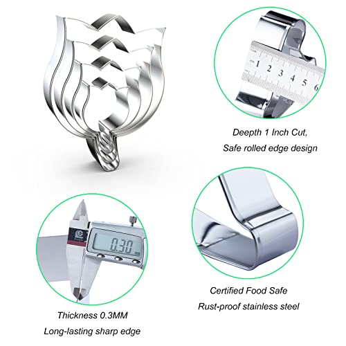 Tulip Flower Cookie Cutter Set Large - 5", 4", 3", 2" - 4 Piece - Stainless Steel #TOP2