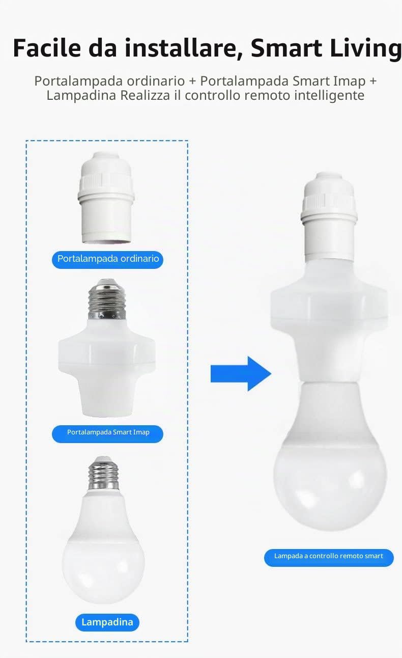 QIACHIP Lampada con telecomando senza fili, attacco E27, portalampada, senza fili, 433 MHz, con On/Off, supporto per lampada LED, lampadina