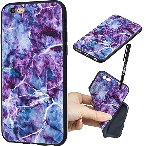 iPhone 6/6S Anti Yellow Case，Tifightgo Luxury Fashion Black Marble Varnished Oil TPU Soft Silicone Shell Thin Slim Soft Cover Case for iPhone 6/6S