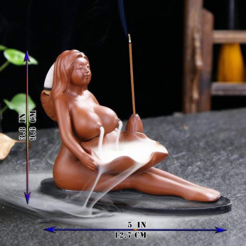 Beauty Maid Red Porcelain Ceramic Incense Holder Backflow Incense Burner Incense Cone Sticks Holder Artwork Home Décor Craftwork Figurine #TOP2