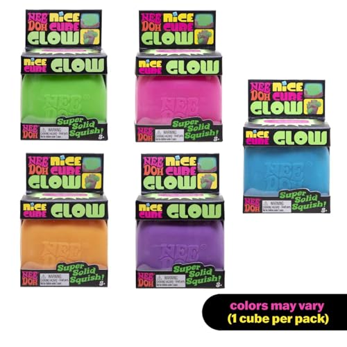 Schylling NeeDoh Nice Cube Glow - Squeeze Toy with a Super Solid Squish - Glows in The Dark - 2.25" Cube - Color May Vary (Pack of 1) image 9
