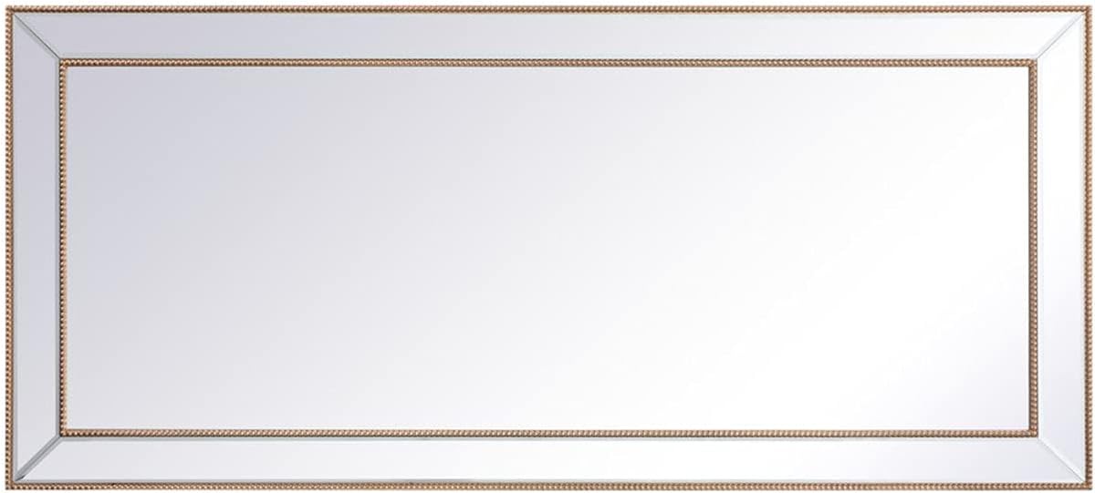 Elegant Decor Iris 72x32 MDF and Metal Beaded Mirror in Antique Gold