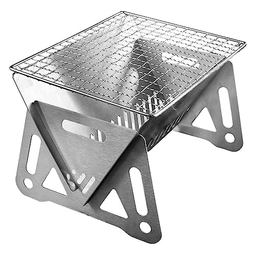 Portable Barbecue Grill, Stainless Steel Charcoal Grill Detachable Design Mini Tabletop BBQ Grill for Outdoor Barbecues Camping Traveling Picnics Portable Barbecue Grill, Stainless Steel Charcoal Grill Detachable Design Mini Tabletop BBQ Grill for Outdoor Barbecues Camping Traveling Picnics