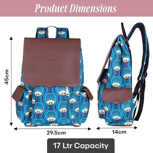 Image of Protecta Prisma Floral Printed Laptop Backpacks for Women and Men Fits 16Inch MacBooks Water-Repellent Bag for Office Collage and Travelling Print Padded Sleeve Lightweight Durable Design 18L
