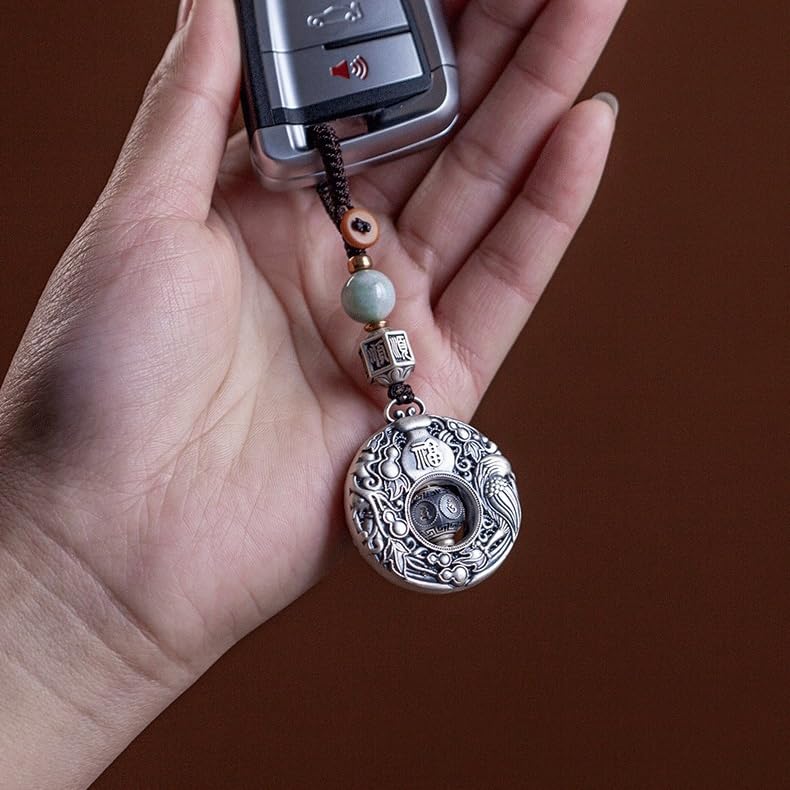 Portachiavi per Auto Portachiavi for auto con zucca Fu Lu Shuang Xi in argento, ciondolo for uomini e donne, regalo for retrò pace
