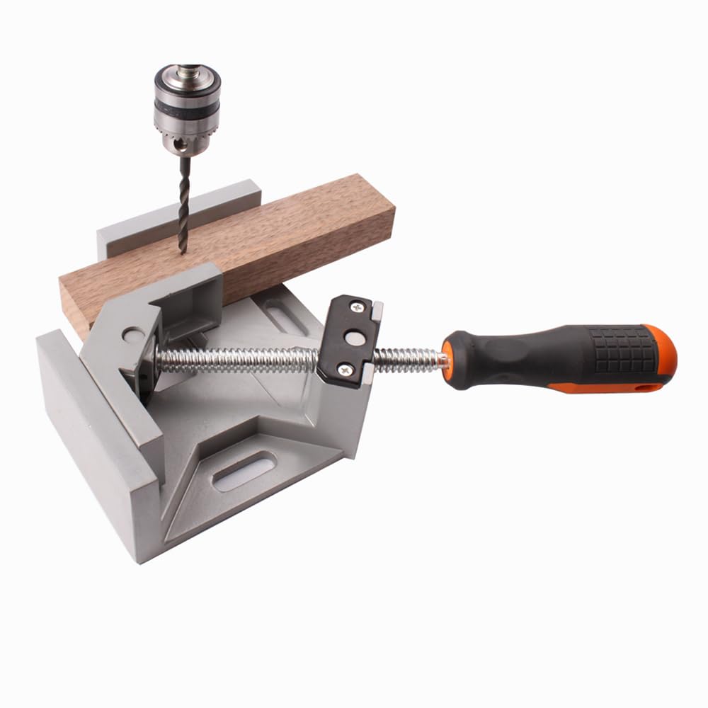 KATSU Abrazadera de Ángulo Recto de 90 Grados, 2 Piezas Tornillo de Esquina Aleación Aluminio de Eervicio Pesado con Mandíbula Giratoria Ajustable para Carpintería Carpintero