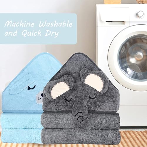 Image of Hooded Baby Towels - Premium Ultra Soft Organic Baby Bath Towel - Absorbent and Hypoallergenic Towels for Baby Boy Girl, Toddler, Newborn Essentials (Blue)