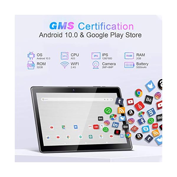 Android-100-Tablet-10-inch-qunyiCO-Y10-101-2GB-RAM-32GB-Storage-2MP8MP-Dual-Camera-Quad-Core-Processor-1280x800-IPS-HD-Display-Screen-Wi-Fi-Bluetooth-5000mAh-Google-GMS-Certified-Black qunyiCO Android 11 Tablet 10 inch Y10 (10.1''), 2GB RAM 32GB Storage, 2MP+8MP Dual Camera, Quad-Core Processor, 1280x800 IPS HD Display Screen, Wi-Fi Bluetooth 5000mAh, GMS Certified Black