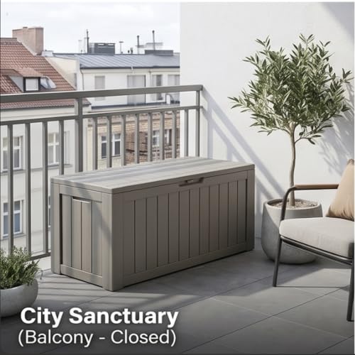 Image of The Artment Grey StorraDeck 272 Ltr Storage Box - Waterproof, UV-Resistant Resin Deck Box with Lockable Lid for Indoor & Outdoor Multipurpose Use | Durable Storage for Balcony, Hall, Garden & Patio