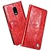Produktbild EFGHFGF Fall kompatibel mit OnePlus 7 Wallet Multi Card Holder Design Serie Folio PU Leather Cover with Serie Fall for Fall kompatibel mit OnePlus 7 - Red