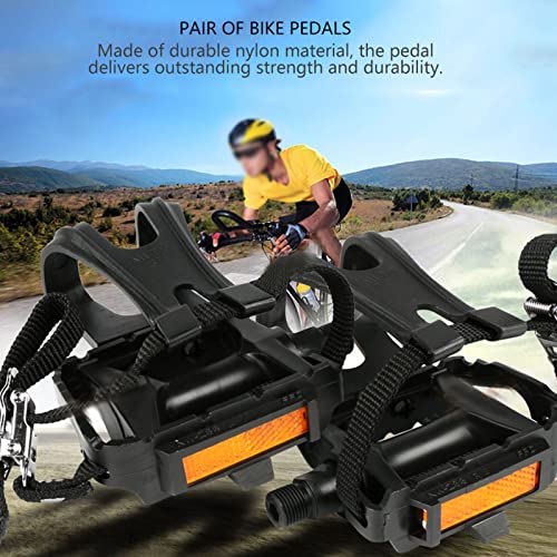 Bike Pedal Toe Clips Cage, Pedals With Toe Clip & Straps, 1 Pair Nylon Cycling Pedals With Integrated Toe Clips Cages Straps For Mountain Bikes Road Bike Foot Retention Straps Fixed Gear Spinning Bik #TOP1
