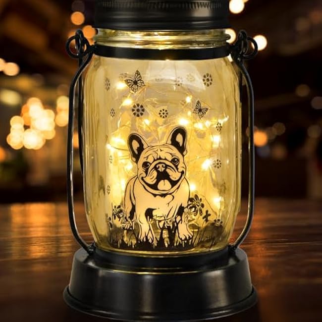 Dog Solar Lanterns Dog Lover Gifts for Women Men Dog Lovers Gifts Hanging Dog Lanterns with Stake for Yard Lawn Garden Decor Waterproof Dog Lights Torches