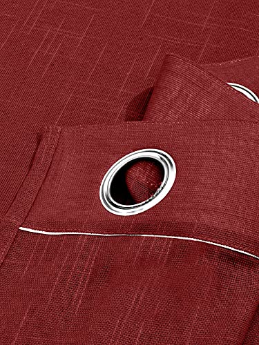 Image of Cotton Linen Solid Curtain with Eyelet Rings,Window Curtains for Pooja Room /Living Room /Dining Hall /Hotel /Bedroom /Kid Room /Kitchen (5 Feet, Maroon) Set of 2