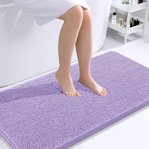 Image of OLANLY Large Bathroom Rugs 40x24, Extra Soft Absorbent Chenille Bath Rugs, Rubber Backing Quick Dry, Machine Washable Bath Mats for Bathroom Floor, Tub and Shower, Home Decor Accessories, Lavender
