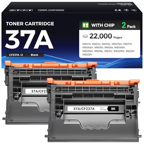 Image of CF237A 37A Black Toner Cartridge 2-Pack Replacement for HP 37A CF237A 37X CF237X Toner Compatible with HP Laserjet Enterprise M607 M608 M609 MFP M631 M632 M633 Printer All-in-One dn n x dh z fht h fh