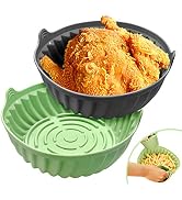 Rocyis 2 Pack Silicone Air Fryer Liners 7.5 inch, Reusable Air Fryer Basket-Silicone Bowl Air Fry...