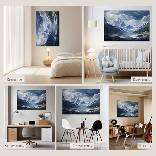 Image of 8-Pack Acoustical Wall Panels, 48 X 32 Inches Art Acoustic Panels, Decorative Acoustic Panels, Acoustic Wall Panels, Sound Absorbing Wall Art, Neige Éthérée