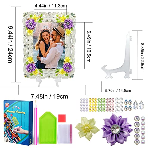 Jooz Personalized Picture Frames Custom Photo Diamond Painting Picture Frames With Small Flowers Tabletop Display Home Office Decor Personalized Photo Gifts Vintage Picture Frames #TOP1