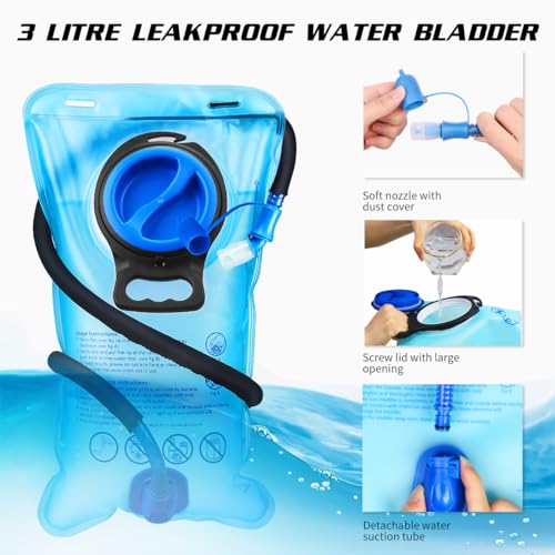 Hydration Backpack with 3L Water Bladder, Insulated Running Hydration Pack Hydropack, Lightweight Water Backpack for Hiking Cycling Camping Biking for Men Women - Thumbnail 6