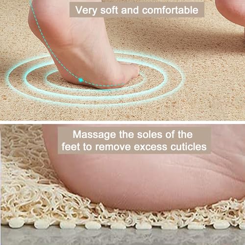Tapis de bain luffa séchage rapide rond 61x61cm beige résistant