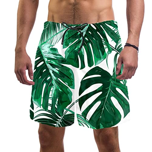 Maillots de bain pour hommes HadHfun avec motif de feuilles tropicales