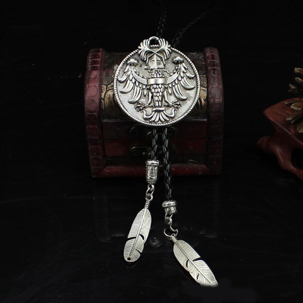 Cravatte da Cowboy, Cravatta con Ciondolo Forma di Aquila Russa Metallo e Corda in(Bronze)