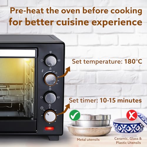 Image of AGARO Marvel 38 Liters Oven Toaster Griller, Motorised Rotisserie and Convection Cake Baking OTG with 3 Heating Mode, (Black)