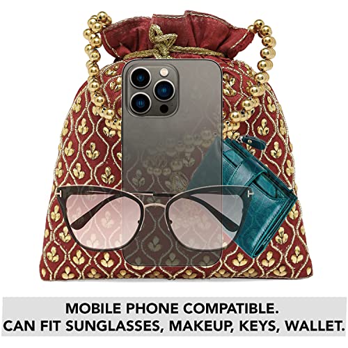Image of Aheli Potli Purses Gift for Women Handmade Evening Handbag Stylish Bridal Fashion Wristlet