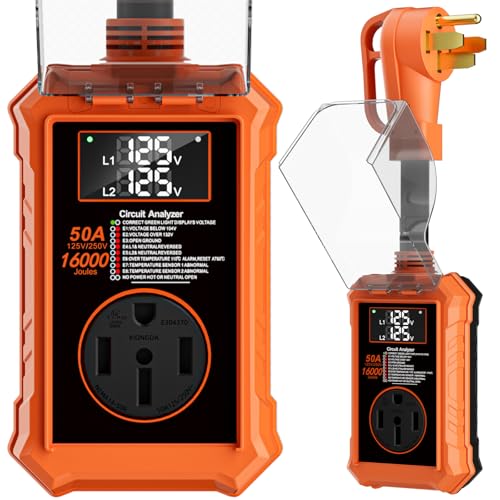 Top10 -50 Amp Surge Protector: Reviews &Amp; Buying Guide Rv Surge Protectors 50 Amp,16000 Joules Rv Circuit Analyzer with Waterproof Cover Safety Certification Led Display,Rv Voltage Protector for Camper, Travel Trailers