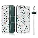 Produktbild Hülle für iPhone 7 Plus / 8 Plus Mit Schlüsselband,PU Klapphülle Brieftasche Kartenfächer Handyhülle Stylish Blume Flip Case mit Standfunktion und Magnetverschluss Schutzhülle Passt -Dunkelgrün
