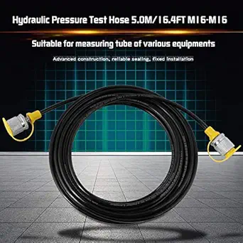 Hydraulic Test Hose, M16-M16 Hydraulic Pressure Test Hose 64MPa 5.0M/16.4FT Suitable for Measuring Tube of Various Equipments