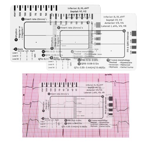 2 Pack ECG 7 Step Ruler for ECG EKG Interpretation - Portable ECG Reading with 7-Step Guide - Tools Gifts for Nurses Men Women