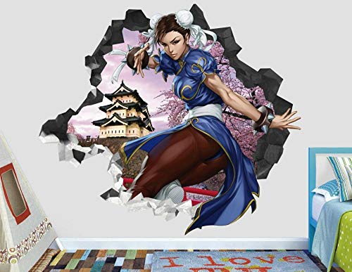 HQSM Stickers muraux Street Fighter Lee sticker mural décoration enfants cassé 3d autocollant art vinyle