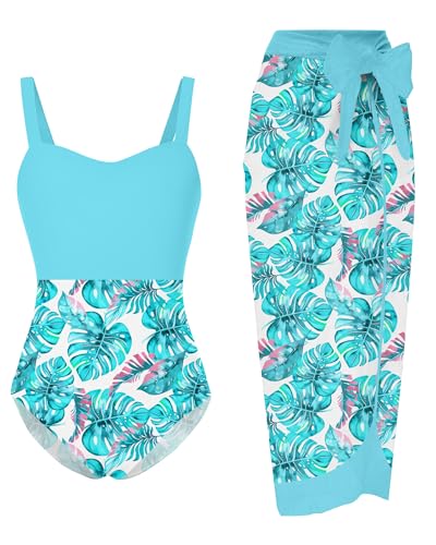Image of UNIFACO Girls Swimsuit 5t Size 6 One Piece Neon Bathing Suit with Mesh Cover Up Adjustable Straps Swimwear