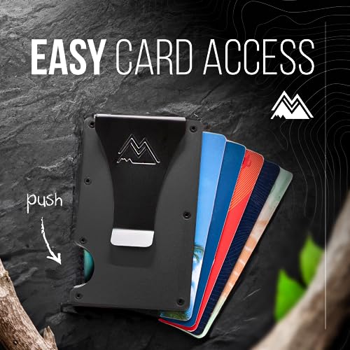 Mountain Voyage Co Minimalist Wallet for Men - Slim RFID I Scratch Resistant, Matte Black Credit Card Holder & Money Clip, Easily Removable Money & Cards, Mens Wallets - Thumbnail 5