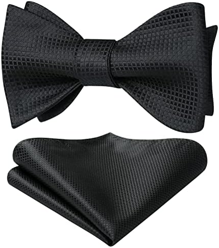 Bow Ties for Men Check Plaid Self Tie Bow Tie and Pocket Square Bowtie Formal Tuxedo Wedding Bowties Handkerchief Set