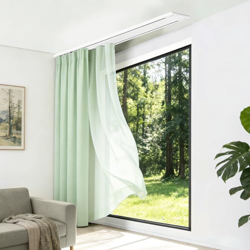 CLXRZM Doppelschiene Vorhangschiene für Deckenmontage, 2-Läufige Leise und Langlebige Gardinenschiene, Aluminium Schienensetfür Wohnzimmer, Schlafzimmer und Raumteiler (Weiß, 100cm)