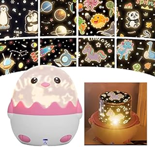 Kids Projection Night Light can Rotate for 360 Degrees, we Present Seven Sets of Exchangeable Projection Photographic Film and Lovely Stickers for Gift and You can DIY any Lovely Modeling You want