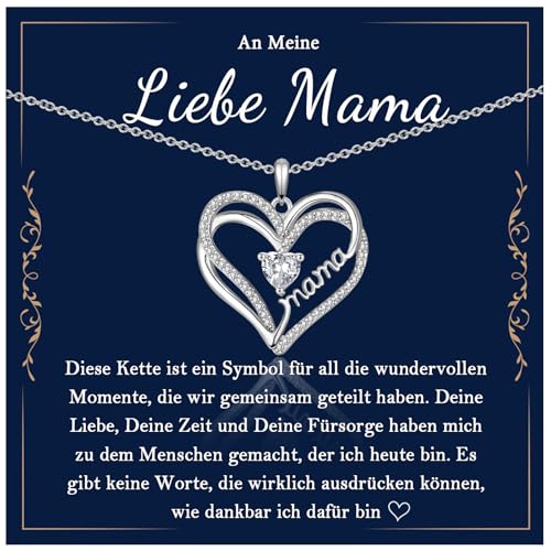 EYQV Mama Geschenk, Mama Kette mit Gravur, Halskette Geschenke für Mama, Muttertagsgeschenk für Mutter, Beste Mama Geschenk von Tochter Sohn zum Geburtstag Muttertag Geschenkideen Weihnachten