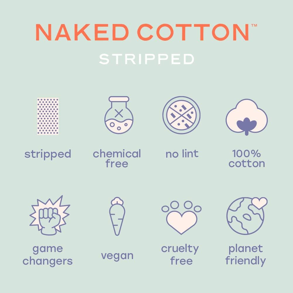 White Rabbit – Naked Cotton Stripped – 100% Unbleached Cotton Sheets for DIY Face Masks | Soak in Toner, Serum & Essence | Lint-Free, Natural & Cruelty-Free | Korean Skin Care Product (180 Count)