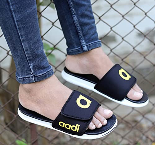 Image of AADI Men's Synthetic Leather Daily Casual Sliders /Flip Flop & Slippers