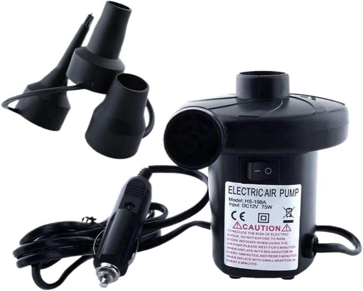 1pc 12V 4800PA Electric Air Pump Potable Inflatable Compressor for Mattress Swimming Pool Fast Air Filling Inflator with 3 Nozzles